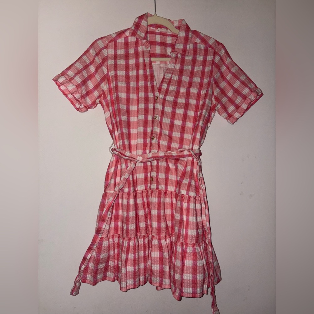 Roller Rabbit Pink and White Checkered Mini Dress